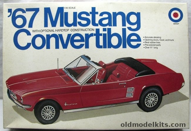 Entex 1/16 1967 Ford Mustang Convertible or Hardtop, 9106 plastic model kit